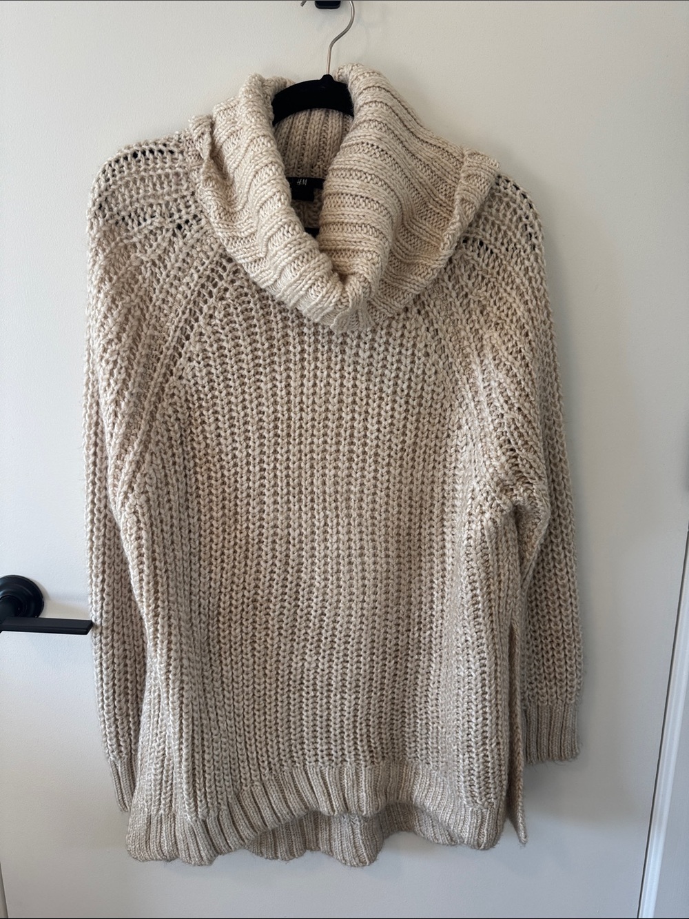 H&M Beige Chunky Oversized Cowl Neck Sweater